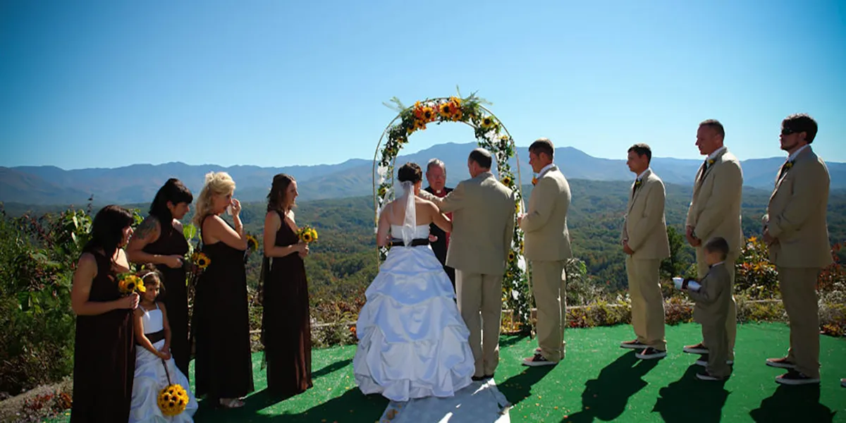 as couple getting married in the Smoky Mountains